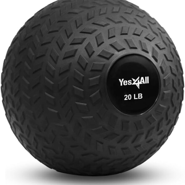 Yes4All Upgraded Fitness Slam Medicine Ball 20lbs for Exercise, Strength, Power Workout | Workout Ball | Weighted Ball | Exercise Ball | Black