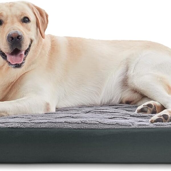 INVENHO Dog Bed for Extra Large Dogs, Soft Plush Orthopedic Dog Bed, Waterproof Dog Crate Bed with Removable Cover and Nonskid Bottom, Egg Crate Foam Pet Bed Mat, Machine Washable (44"x32"x3")