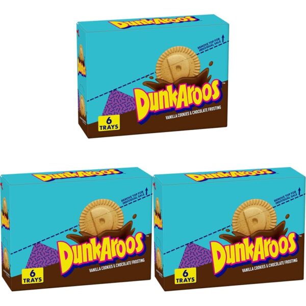 Dunkaroos Vanilla Cookies and Chocolate Frosting, 1.5 oz, 6 ct (Pack of 3)