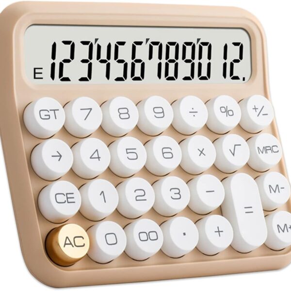 Calculators, Benkaim Desk Calculator,Basic Standard Calculator,12 Digit Large LCD Display Big Button Calculator for School, Home & Business Use(Beige)