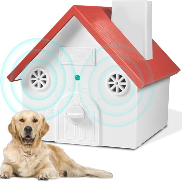 Anti Barking Device,Dog Training & Behavior Aids and Dog Bark Control Device of 50ft Range,Dog Barking Deterrent with 3 Levels,Outdoor Dog Barking Control Device with Waterproof Bark Box (Brick Red)