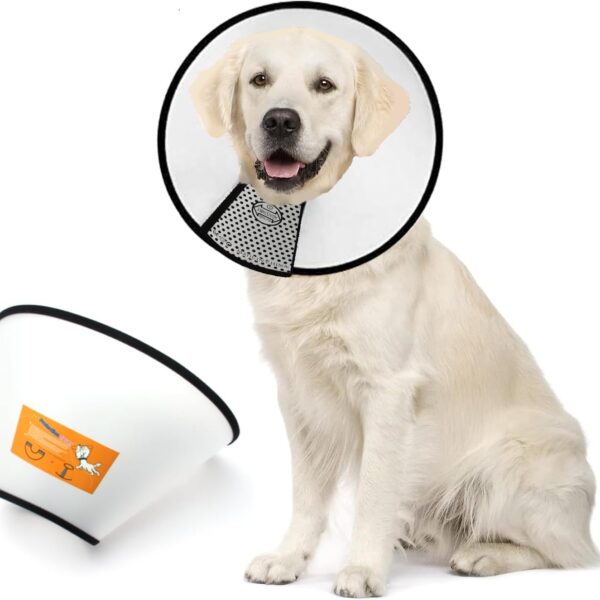 Juvielich Soft Dog Cone Collar for Medium Large Dogs Comfy Cones to Stop Licking Protective Collar for Dog After Surgery Anti-Bite Lick, Adjustable Recovery Elizabethan Dog Collar 1 Pcs(Neck:14-18in)