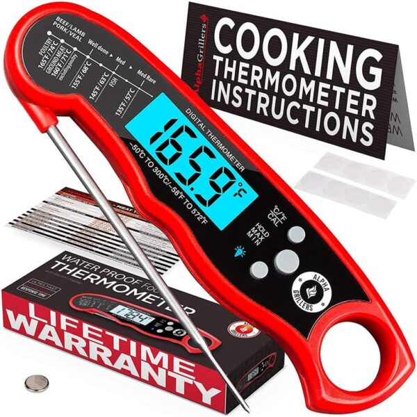Alpha Grillers Instant Read Waterproof Digital Meat Thermometer for Cooking and Grilling