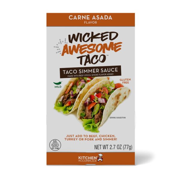 Kitchen Accomplice Wicked Tasty Taco, Carne Asada Simmer Sauce, 2.7 Ounce