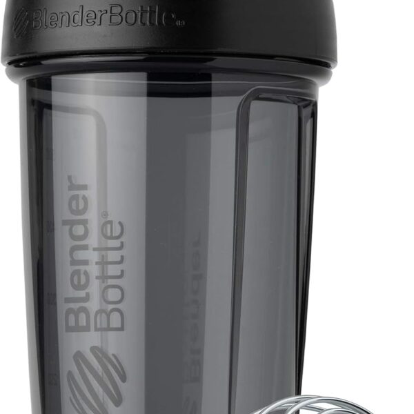 BlenderBottle Shaker Bottle Pro Series Perfect for Protein Shakes and Pre Workout, 24-Ounce, Black