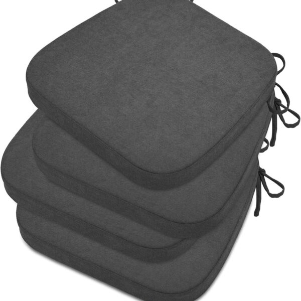 HAVARGO Chair Cushions for Dining Chairs with Bamboo Charcoal Foam [16.5x16.2 Inches] Kitchen Chair Pads Indoor Seat Cushions for Dining Chairs, 2" Thick Dining Room Chair Cushions Set of 4 Dark Grey