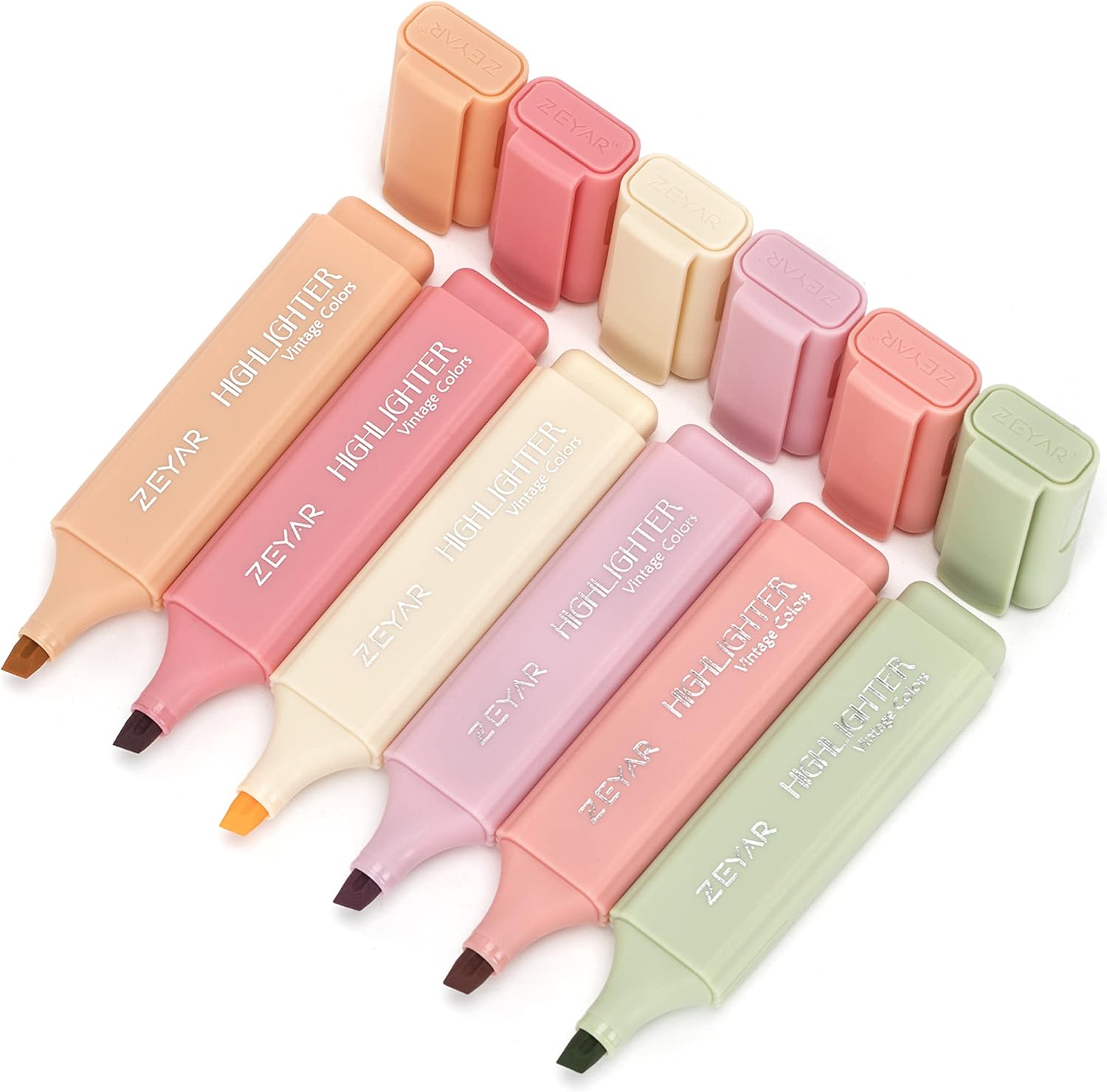 71lX0ayw43L._AC_SL1500_.jpg ZEYAR Highlighter Pen, vintage colors- Romantic Chisel Tip, Water Based, Quick Dry, No Bleed, for Bible Study Notes School Office (6 Romance colors) - Image 1