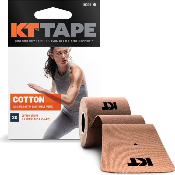 KT Tape, Original Cotton, Elastic Kinesiology Athletic Tape, 20 Count, 10  Precut Strips, Pink, 20 Precut Strips