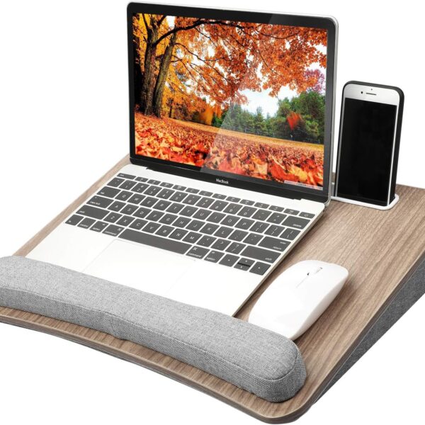 HUANUO Lap Laptop Desk - Portable Lap Desk with Pillow Cushion, Fits up to 15.6 inch Laptop, with Anti-Slip Strip & Storage Function for Home Office Students Use as Computer Laptop Stand, Book Tablet